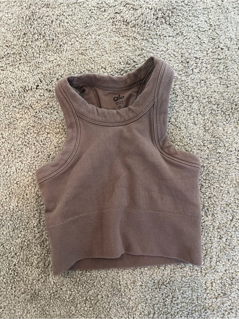 ALO Yoga Mauve Ribbed Cropped Tank